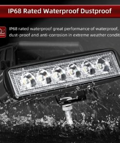 Alternative view of YITAMOTOR LED Light Bar 2PCS 18W 6 Inch Flood LED Work Light Pods Single Row Off Road Led Light Driving Light Fog Light Boat Light Waterproof SUV ATV 4WD Car Truck Golf Cart 12V 24V, 2 Year Warranty 2pcs 6inch Flood Black