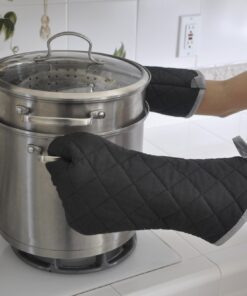 Nouvelle Legende Flame Retardant Kitchen and BBQ Heavy Duty Burn Protection Quilted Mitt, 17 Inches, Black, 2-Pack 10 816BzNs7MwL