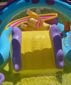Intex Dinoland Inflatable Dinosaur Swimming Pool Kiddie Play Center with Water Slide, Dino Arch Water Sprayer, and Games for Ages 2 and Up, Multicolor 1 42 816EPLvwatL