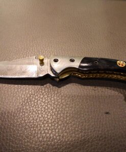 SHINY CRAFTS Handmade Damascus Pocket knife, Folding knife with liner lock, Camping Knife, Hunting knife with Premium Leather Sheath (FK-00) FK 00 17 816GizAXIOL