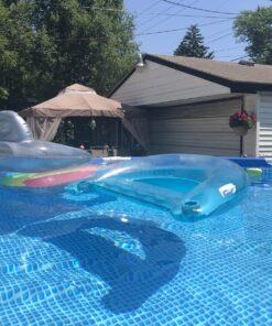 Confer Plastics 7200 Roll Guard 48" to 56" Adjustable A Frame Safety Ladder for Above Ground Outdoor Patio Swimming Pool Platform Ladder with Step Barrier, Warm Grey 55 816K5JlT79L