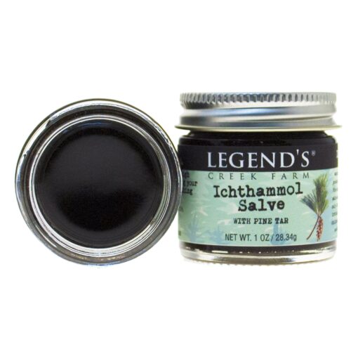 Legend's Creek Farm, Herbal Salve, 20% Ichthammol Drawing Salve, Impurities, Stings, & Splinters, Handmade in USA, 1 Oz Jar (Ichthammol Pine Tar S.) Ichthammol Pine Tar 1 Ounce (Pack of 1)