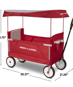 Radio Flyer 3-In-1 EZ Folding, Outdoor Collapsible Wagon for Kids & Cargo, Red Folding Wagon Canopy 49 816LRohedkL