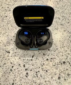 Bluetooth Headphones Wireless Earbuds 80hrs Playtime Wireless Charging Case Digital Display Sports Ear buds with Earhook Premium Deep Bass IPX7 Waterproof Over-Ear Earphones for TV Phone Laptop Black M 41 816Lo3aY8tL