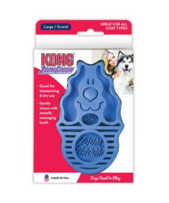 KONG - ZoomGroom - Dog Brush for Grooming and Shampooing - Blue Brush for Large Dogs Standard Packaging 24 816NLM 9H L