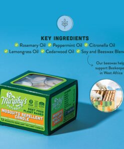 Alternative view of Murphy's Naturals Mosquito Repellent Tea Light Candles | DEET Free | Made with Essential Oils and a Soy/Beeswax Blend | 4 Hour Burn Time Per Candle | 12 Candles Per Box 12-Pack