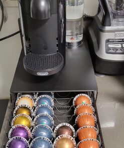 RECAPS Coffee Pod Holder Pod Drawer Storage Pods Holder Coffee Capsules Kitchen Organizer Compatible with Vertuoline Vertuo Stores 40 Capsules Black Color Cast Iron 59 816VJOGzKPL
