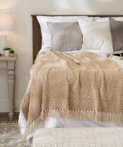 DII Rustic Farmhouse Double Diamond Woven Throw, 50x60, Stone 23 816Vtp9DtSL
