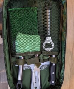 Camp Kitchen Cooking Utensil Set Travel Organizer Grill Accessories Portable Compact Gear for Backpacking BBQ Camping Hiking Travel Cookware Kit Water Resistant Case (Green 13 Piece Set) Green 35 816Xkayi5QL