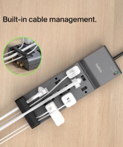 Belkin Power Strip Surge Protector - 12 AC Multiple Outlets & 8 ft Long Flat Plug Heavy Duty Extension Cord for Home, Office, Travel, Computer Desktop, Laptop & Phone Charging Brick (3,940 Joules) 12 Outlet Strip + Cable & Phone protection 31 816ZhJEkL6L