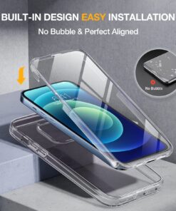 Alternative view of Miracase Glass Series for iPhone 12/12 Pro - Full-Body Rugged Protective Case with Built-in 9H Tempered Glass Screen Protector and Camera Lens Protector - Crystal Clear