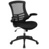 Flash Furniture Kelista Mid-Back Swivel Office Chair with Adjustable Lumbar Support and Seat Height, Ergonomic Mesh Desk Chair with Flip-Up Armrests, Black Black Mesh Set of 1 34 816cc ummwL