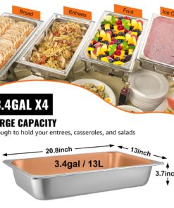 Mophorn 4 Pack Hotel Pan 3.7" Deep Steam Table Pan Full Size with Lid 20.8" L x 13" W, 22 Gauge Stainless Steel Anti Jam Table Pan 4" Deep 12 816ciLhsJZL