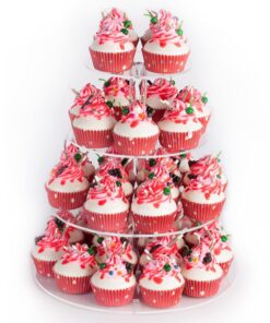YestBuy 4 Tier Round Acrylic Cupcake Stand with Base, Premium Cupcake Holder, Acrylic Cupcake Tower Display Cady Bar Party Décor – Display for Pastry (4" Between 2 Layers) 4 Tier Round ( 4" between 2 layers) 20 816ei7LbBlL