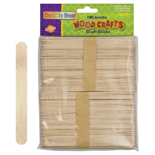 Pacon Jumbo Natural Craft Sticks,100 pieces per pack