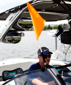 Alternative view of Flag Buddy Skier Down Flag Holder. Flag included. Orange safety flag included. Tired of Holding the Skier Down Flag? Just clamp the Flag Buddy to your window and rotate it up when required.