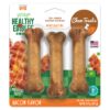 Nylabone Healthy Edibles All-Natural Long Lasting Bacon Flavor Chew Treats 1 count pack of 3 Bacon Small/Regular Small Treats for Dogs Up to 25 lbs. 3 Bacon Dog Treats