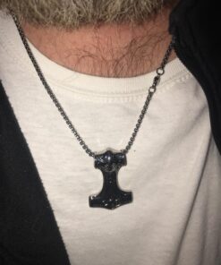 COPAUL Retro Men's Stainless Steel Quake Thors Hammer Pendant Silver 13 816his0GOBL