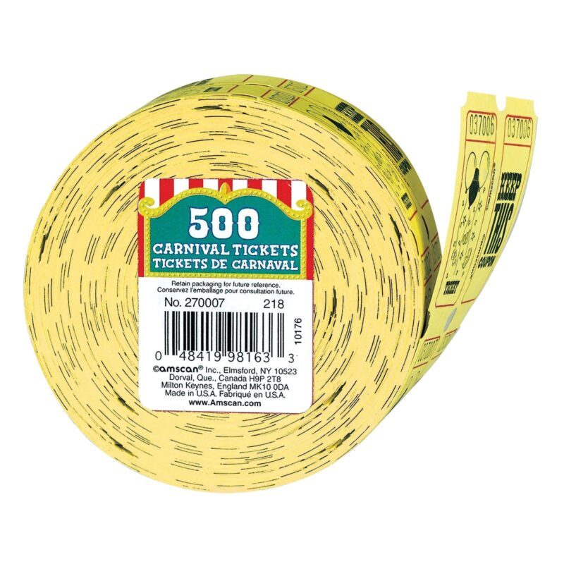Catalog 4 Amscan Paper Ticket Roll - 500 Tickets | Yellow | Pack of 1