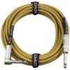 GLS Audio Instrument Cable - Amp Cord for Bass & Electric Guitar - Straight to Right Angle 1/4 Inch Instrument Cable - Brown/Yellow Braided Tweed, 20ft 20 Ft. Right-Angle Gold 12 816jAHvBJFL