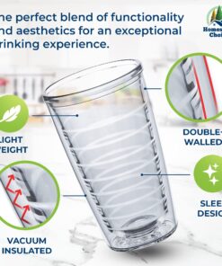 Insulated Drinking Glasses 16oz 4-pack - Made in USA Great for Iced Coffee & Hot Drinks, Clear Double Wall Plastic Tumbler Cups, Microwave, Freezer & Top Rack Dishwasher Safe Reusable Cups Clear - 16 oz 16.0 ounces 19 816jmGilKAL 2