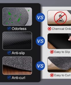 Office Rolling Chair Mat for Hardwood and Tile Floor, Black, Anti-Slip, Non-Curve, Chair Mat Best for Under the Computer Desk , 47 x 35 Rectangular Non-Toxic Plastic Protector, Not for Carpet 25 816koWWVP0L