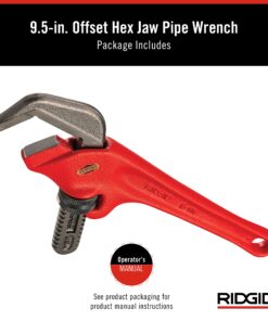 RIDGID 31305 Model E-110 9.5" Offset Hex Jaw Pipe Wrench, Red, Made in The USA 34 816l9hRocGL