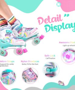 SULIFEEL Rainbow Unicorn 4 Size Adjustable Light up Roller Skates for Girls Boys for Kids A Rainbow Medium - Big Kid 25 816lNcTdV0L