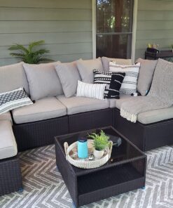 QILLOWAY Polyester Outdoor Chair Cushion Set,Outdoor Cushions for Patio Furniture.Tan/Grey Tan/Grey 24 816lNyBLSeL