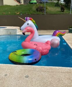 Jasonwell Big Inflatable Unicorn Pool Float Floatie Ride On with Fast Valves Large Rideable Blow Up Summer Beach Swimming Pool Party Lounge Raft Decorations Toys Kids Adults 3XL Rainbow 29 816lbEksyRL