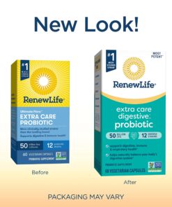 Alternative view of Renew Life Extra Care Digestive Probiotic Capsules, 50 Billion CFU Guaranteed, Daily Supplement Supports Immune, Digestive and Respiratory Health, L. Rhamnosus GG, Dairy, Soy and gluten-free, 60 Count 60 Count (Pack of 1)