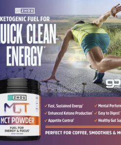 Zhou MCT Powder With Prebiotic Acacia Fiber | Zero Net Carbs | Keto Friendly Fat & Fiber Source | Easy To Digest | 45 Servings, 14.5 oz 19 816pIX1UZRL