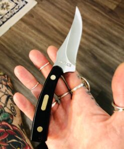 Old Timer 152OT Sharpfinger 7.1in S.S. Full Tang Knife with 3.3in Clip Point Skinner Fixed Blade, Black Sawcut Handle, and Leather Belt Sheath for Hunting, Camping, Skinning, EDC, and Outdoors 55 816qxTurxUL