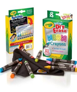 Crayola; Dry-Erase Neon Crayons; Art Tools; 8 Count; Washable; Perfect for Classroom Art Activities; Includes Sharpener and Erase Cloth 6 816rVIhQfJL