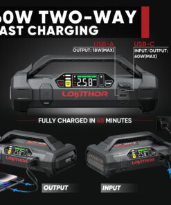 LOKITHOR JA400 1750A 12V Jump Starter with Air Compressor, 60W Two-Way Fast Charing, Lithium Car Battery Starter with 150PSI Digital Tire Inflator, Booster Pack for 7.5L Gas or 5.5L Diesel Engines 17 816rfOPp9YL