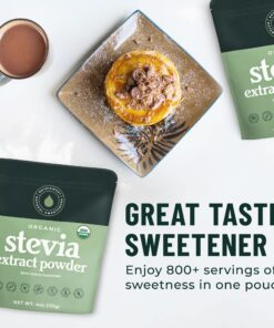 NatriSweet Stevia Powder, 4 oz, Pure Stevia Sweetener with No Additives, No Fillers, Zero Carbs, Zero Calorie, Organic Stevia Powder For Sugar Substitute, 300 Times Sweeter Than Sugar, 800+ Servings 25 816rwX7yc L