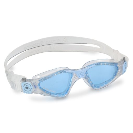 Aquasphere Kayenne Swimming Goggles, Made in Italy -Clear Fog Free Vision, Leak Proof, Adjustable Strap, Custom Fit for Women Blue Lens / Powder Blue