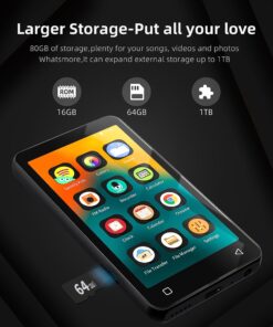 innioasis 80GB MP3 Player with Bluetooth and WiFi, MP3 Spotify Player with Pandora,Amazon Music,Audible, 4" Touch Screen Android Streaming MP3 MP4 Player for Kids (Black) Black 28 816wHmEYgYL