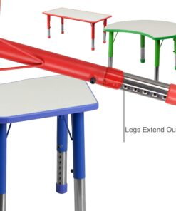 Flash Furniture Wren Adjustable Classroom Activity Table for School and Home, Rectangular Plastic Activity Table for Kids, 23.625" W x 47.25" L, Gray/Blue Blue Set of 1 26 816wupSGvoL