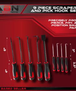 Alternative view of ABN Precision Scraper, Hook, and Pick 9-Piece Set – Small 6.5in and Large 10in Automotive and Electronic Tools