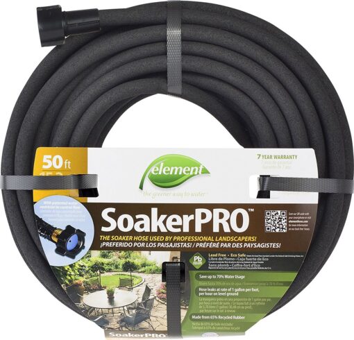 Swan Products Element CELSP38050 SoakerPro Landscaping Soaker Hose 50 ft, 3/8" diameter, Black 50' x 3/8"