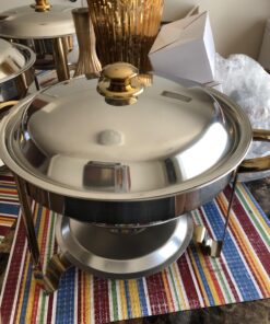 Tiger Chef 4 Quart Round Chafing Dish (3, 4 Quart Round) 3 19 8170HaIbi L