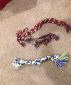 Mammoth Flossy Chews Color Rope Tug – Premium Cotton-Poly Tug Toy for Dogs – Interactive Dog Rope Toy – Tug Dog Chew Toy Large 25" 3 Knot 26 8171xoCDTlL