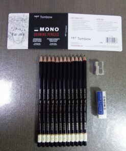Tombow 51523 MONO Drawing Pencil Set, Assorted Degrees, 12-Pack. Professional Quality Graphite Pencil Set with Eraser and Sharpener 44 81736XyC7mL