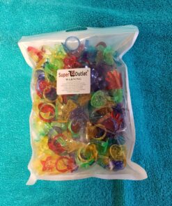 Super Z Outlet Colorful Assorted Plastic Glitter Toy Rings | Bag Of 144 Rings (Hearts, Bears, Stars, Hands & Flowers) | Use As Party Favors, Cake Toppers, In Goody Bags, Piñatas, Arts, Crafts & More 26 8173CXpNvL