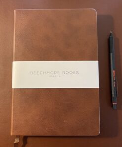 BEECHMORE BOOKS Ruled Journal Notebook - A5 Brown 160 Lined Pages 8.3 x 5.8 inch | Hardcover Leather Daily Journals For Writing - Thick 120gsm Cream Paper | Gifts for Men, Women, Notebooks For Work Chestnut Brown Large (5.75" x 8.25") 49 8173mgH54 L