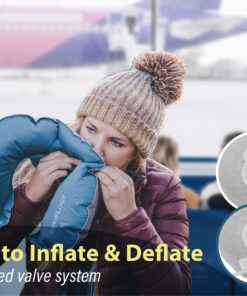 TREKOLOGY Inflatable Neck Pillow for Travel - Ultimate Comfort and Support for Airplanes, Cars, and More - Ergonomic Design for Restful Sleep and Neck Relief - Essential Travel Accessory Navy Blue 18 8173pZ7unNL