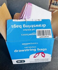Amazon Basics Tall Kitchen Drawstring Trash Bags, 13 Gallon, Unscented, 200 Count (Previously Solimo) 200 Count (Pack of 1) 21 8176UXd197L