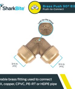 Alternative view of SharkBite 3/4 Inch 90 Degree Elbow, Push to Connect Brass Fitting, PEX Pipe, Copper, CPVC, PE-RT, HDPE, U256LFA 3/4 in.