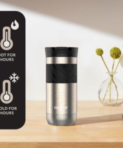 Contigo Byron Vacuum-Insulated Stainless Steel Travel Mug with Leak-Proof Lid, Reusable Coffee Cup or Water Bottle, BPA-Free, Keeps Drinks Hot or Cold for Hours, 16oz, Brown Sugar Transparent 8 817AGG gAOL